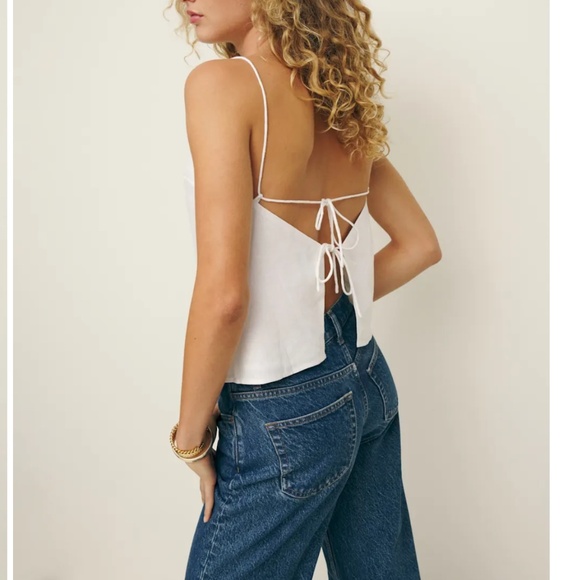 Reformation Fable Linen Top Ivory - Size L - Picture 1 of 2